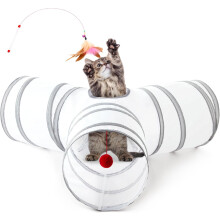 Cat tunnel collapsible 3-way with peek hole and toy ball