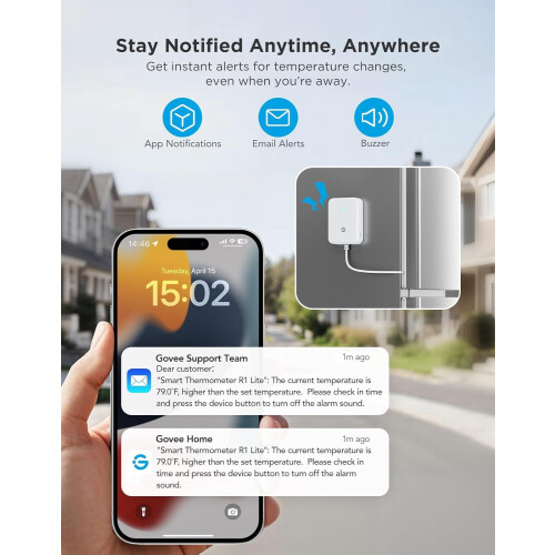 WiFi Refrigerator Thermometer Digital Alarm 1-Pack 1