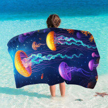 Kinderstrandhanddoek met cartoonprint, ultra-absorberend en zacht, 30x60 inch