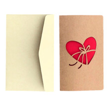 Retro Hollow Heart Valentine's Card with Envelope 1 pc