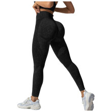 Zwarte, naadloze legging met hoge taille voor dames, maat L