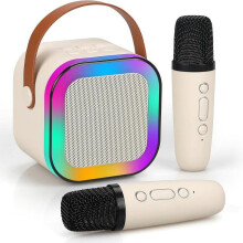 Mini karaoke machine with 2 wireless microphones