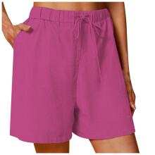 Women's Bermuda Shorts Knee-Length Elastic Waist Drawstring