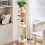 Round Side Table Iron Frame Plastic Top White 4
