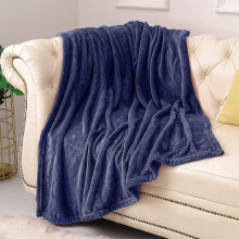 Fleece deken in marineblauw, tweepersoonsformaat, lichtgewicht, zachte microvezel