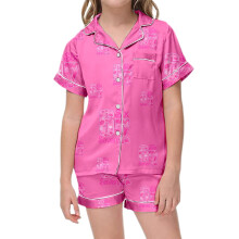 Mädchen 2-teiliges Satin-Set mit Kurzarmtop und Shorts für