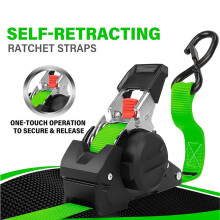 2X Retractable Ratchet Straps Self Retracting Ratchet Straps Soft Loops 3 Meters Easy Retract for Motorcycle Truck Cargo