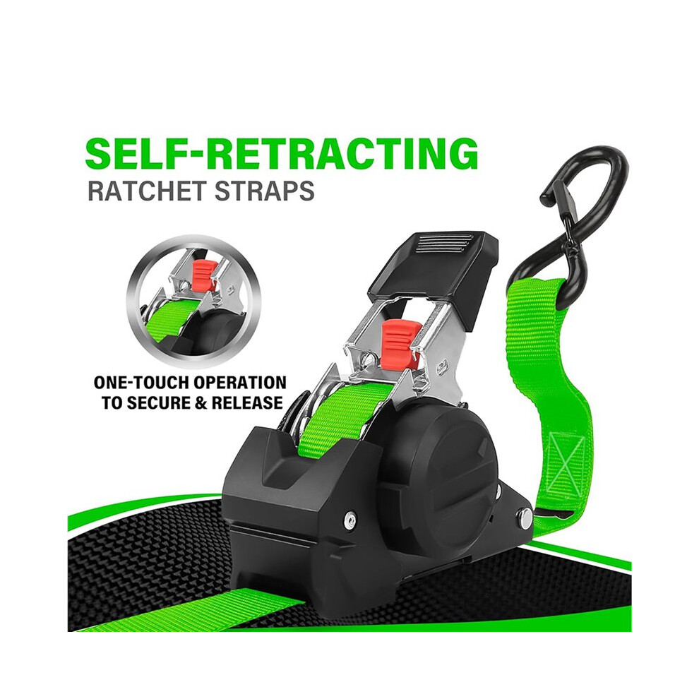 2X Retractable Ratchet Straps Self Retracting Ratchet Straps Soft Loops 3 Meters Easy Retract For Motorcycle Truck Cargo 6031256790272