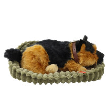 Realistic breathing plush dog toy with mat, 1 piece