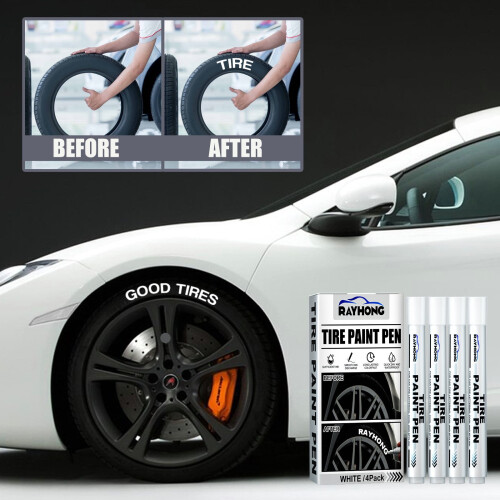 White Tire Paint Marker Pen Waterproof Permanent 4-Pack