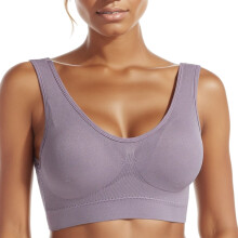 Sports Bras for Women 's Seamless MID Solid Color Sports Bra With Removable Bra Pad Sports Bras for Women High Support, Color:Gray, Size:S