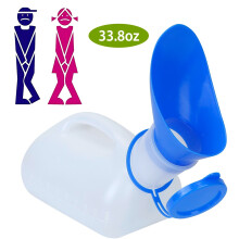 Unisex emergency urinal bottle 1000 mL with lid and funnel