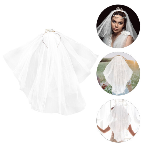 Copricapo da sposa bianco in materiale resistente, 1 pezzo