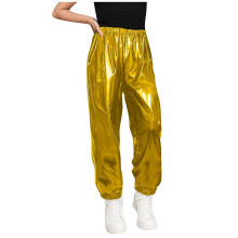 Girls Metallic Holographic Jogger Pants Gold Size 8-9 Years