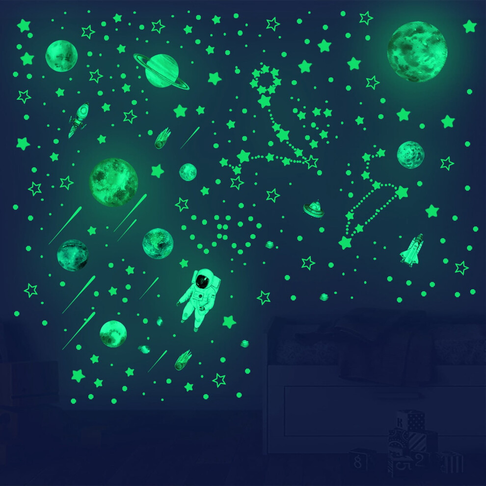 Glow-in-the-Dark Wall Stickers Planets Rocket Astronauts