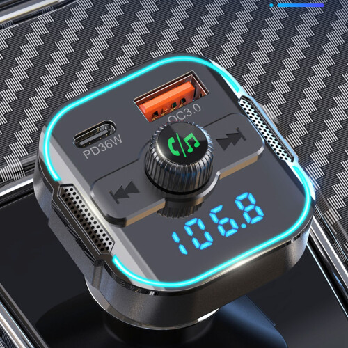 Bluetooth 5.3 Car Adapter with FM Transmitter and Dual USB