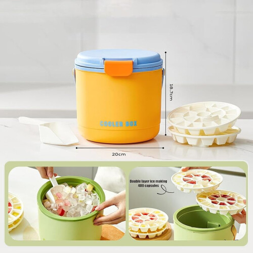 Eiswürfelform mit Deckel und Behälter, 2,6 l, Orange 2