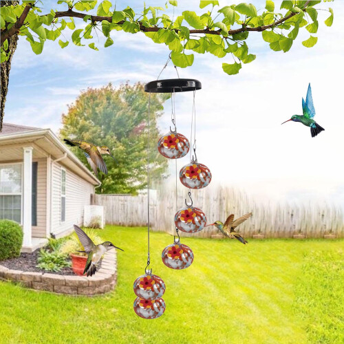 Hummingbird Feeder Wind Chime Garden Decoration