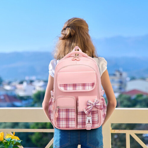 Ακαδημαϊκό σακίδιο πλάτης για νέους, ροζ 18,11x12,6x7,87 ίντσες 1