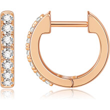 Gold Huggie Earrings for Women 14K Real Gold Plated, Small Cubic Zirconia Cartilage Hoop Earrings Cuffs for Women
