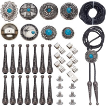 Kit de acessórios para gravata bolo, ponteiras de cordão em liga metálica, cor turquesa.