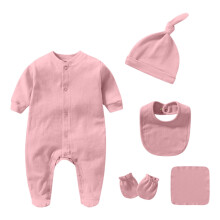 Baby Romper Set Soft Short Sleeve Footed Jumpsuits with Hat