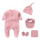 Baby Romper Set Soft Short Sleeve Footed Jumpsuits with Hat 1