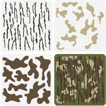 Juego de plantillas de camuflaje de plástico, 3 piezas, 11,8 x 11,8 pulgadas.