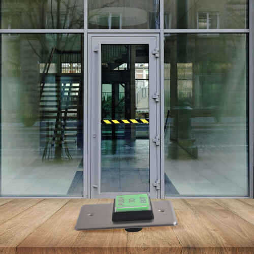 Stainless Steel Push-to-Exit Button Indoor Green Square 2