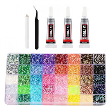 Diamantes de imitación de resina en gelatina, 3 mm, 40 colores, 32000 unidades