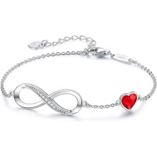Infinity Heart Birthstone Charm Armbånd 925 Sterling Sterling
