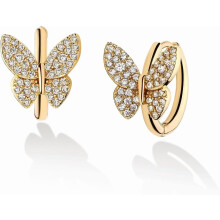 Cubic Zirconia Huggie Earrings 14k Gold Plated