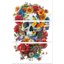 Skull and Flower Transfer Decals for Furniture 6x12 Inch 3