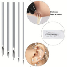 42-Piece Piercing Kit with Septum Forceps, Stainless Steel Needles & Nose Jewelry