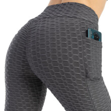 Yogahose mit hohem Bund für Damen, dehnbar, mit Wabenstruktur
