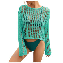 Women's Crochet Top Long Sleeve Hollow Lightweight Beach