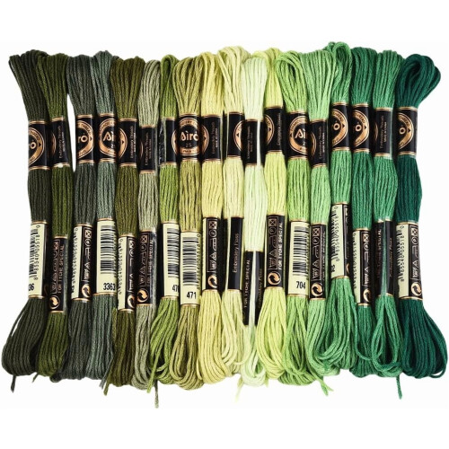 Broderigarn Broderet Grøn 6-Trådet Polyester18