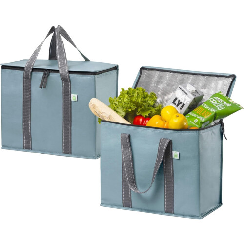 Hellblaue, faltbare Kühltaschen mit festem Boden, 2er-Pack