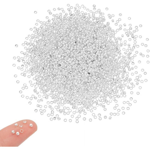Contas de crimpagem prateadas de 2 mm, 2000 peças