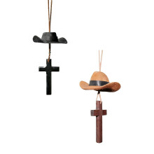 Zwarte cowboyhoed, kruisvormige auto-ornament, western hanger (1 stuk)