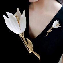 Vintage tulipan- og magnoliabrosje til dame, 1 stk.