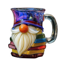 Sklenený hrnček s 3D tlačou Bearded Gnome Book 355 ml
