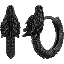 Viking Animal Huggie Hoops for Men – Dragon/Snake/Dino/Wolf, Stainless Steel, Hypoallergenic, Lightweight, Punk Rock Jewelry Gift