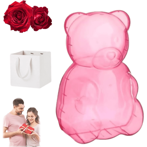 Roze pot met gummibeertjes, transparant plastic, 1 stuk