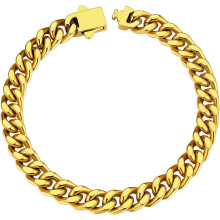 Pulsera cubana de acero inoxidable para hombre, color negro o 18K