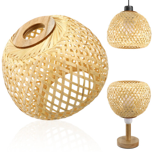 Decoratieve lampenkap van riet, beige, 1 stuk