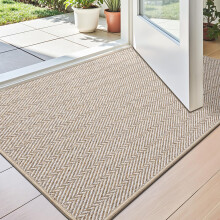 Felpudo para puerta interior, color beige, 17x30 pulgadas