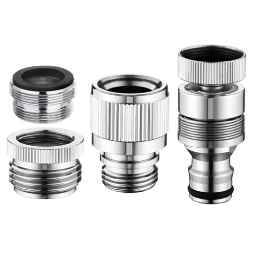 Wasserhahn-Schlauch-Adapter Edelstahl 4er-Pack