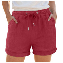 Women's High Waisted Cotton Gauze Shorts with Pockets