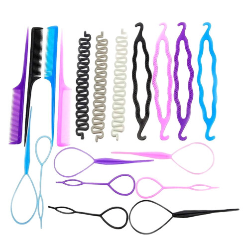 Haarflechtwerkzeug-Set, Spiralstyling-Set, 19-teilig